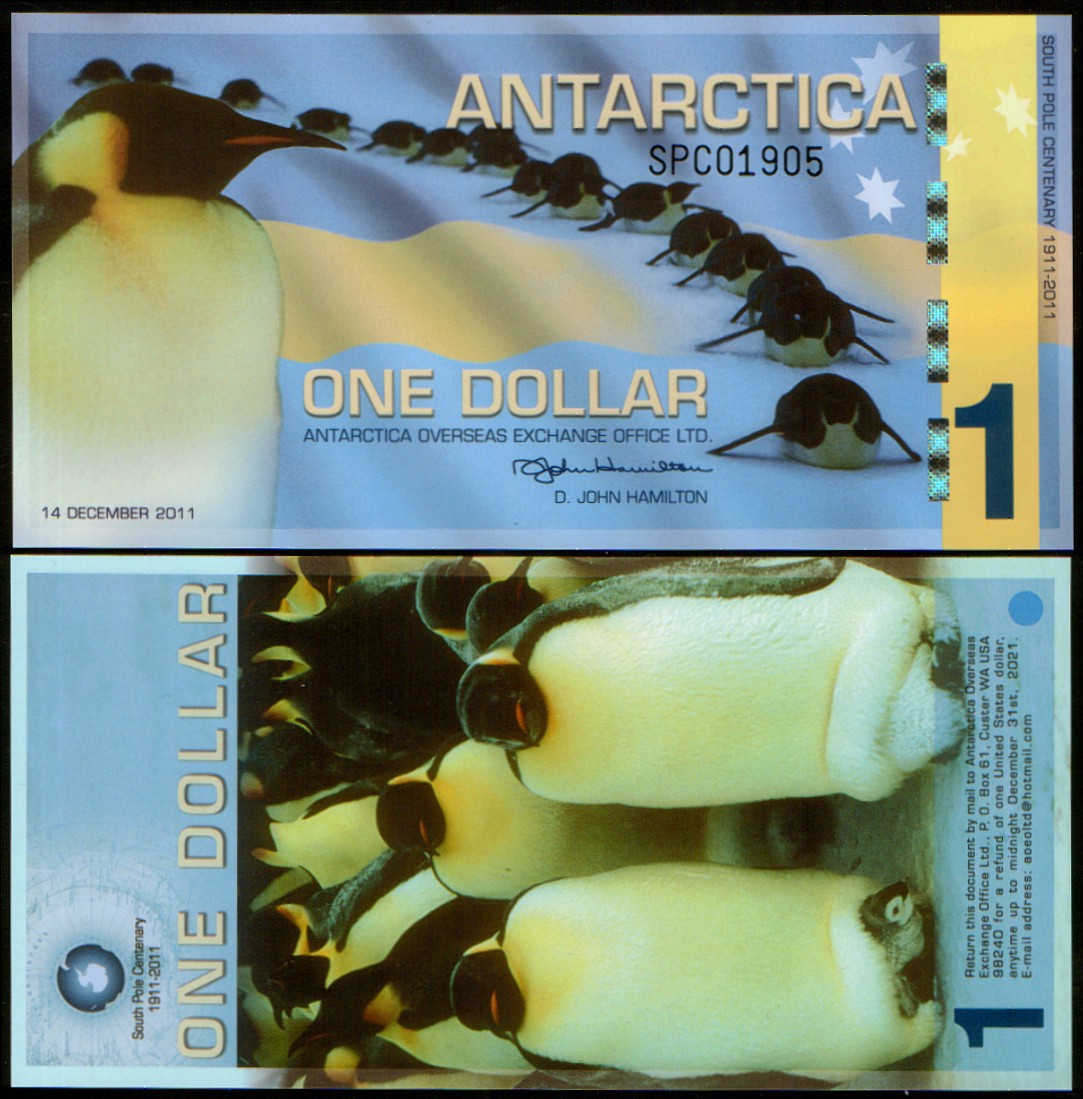 ANTARCTICA(01c) 1 dollar 2011, polimer